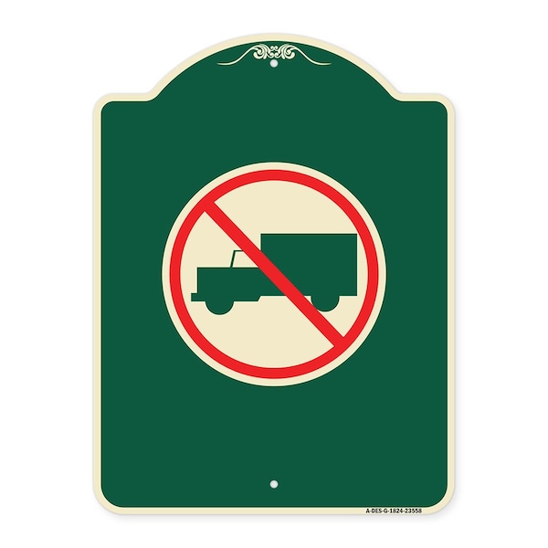 Signmission Designer Series No Truck, Green & Tan Heavy-Gauge Aluminum Sign, 24" x 18", G-1824-23558 A-DES-G-1824-23558 - main